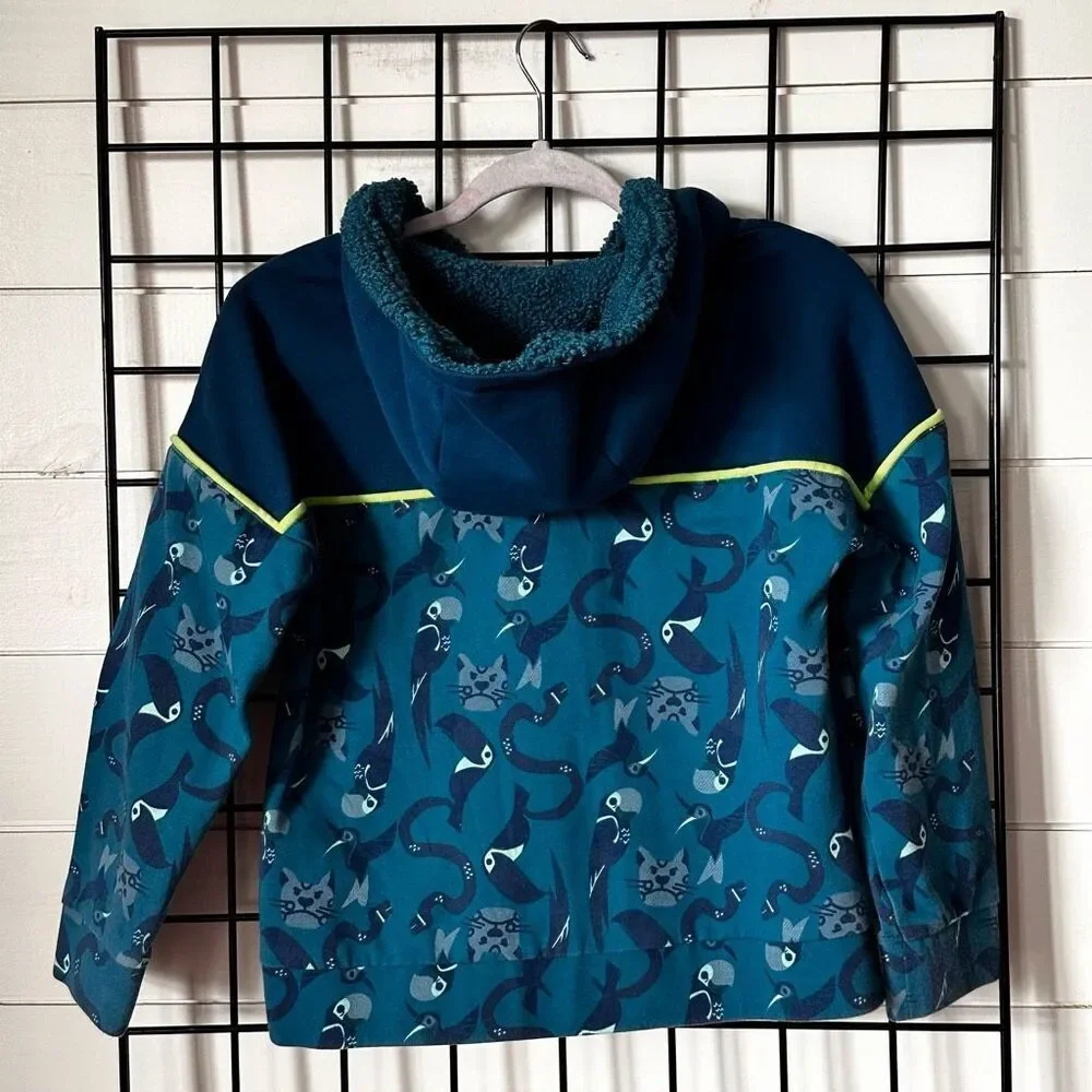 Disney Encanto Full‎ Zip Hooded Jacket Kids 9/10 Blue Fuzzy Sherpa